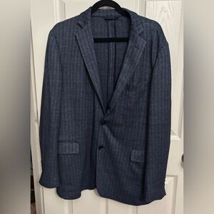 Brooks Brothers | Cotton Linen Blend Blue Herringbone Regent Fit Blazer Sz 44L